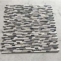 Hot Sale White and Black Strip marble mosaic tiles for  Retro subway mosaic interior wall decoration