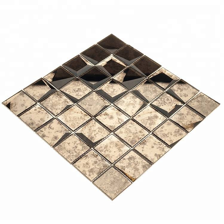 China Wholesale Market Agent Decorative 3d Waterjet Glass Mosaic Antique Mirror Glass Tile