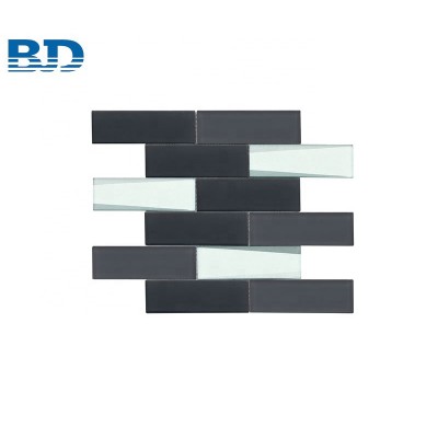 Kitchen Wall Black and White Glass Mosaic Tile