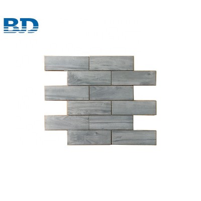 Gray Wood Subway China Glass Mosaic Tile