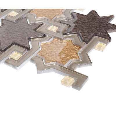 Plastic Mesh Mounting Octagon Glass Water Jet Mosaic Tile