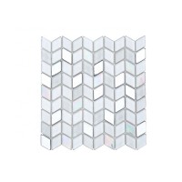 Silver Iridescent Rhombus White Subway Tile Glass Mosaic