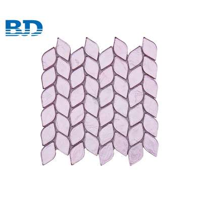 Irregular Leaf Shape Rose Gold Hand Foiled Mosaic Glass Tiles