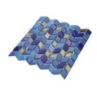 Rhombus Shape Iridescent Sea Blue Glass Mosaic Tiles