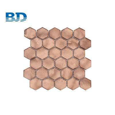 Backing Mesh Kitchen Antique Copper Hexagon Mosaic Tile Glass