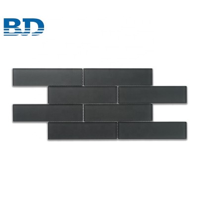 Matt Black Wall Backsplash Mosaic Glass Subway Tile