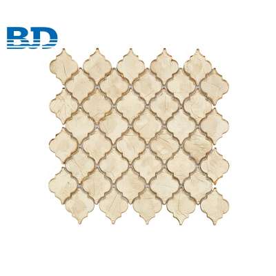 Arabesque Style China Supply Golden Lantern Mosaic Tile Glass