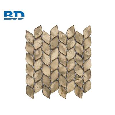 China Leaf Shape Kitchen Backsplash Tile Glass Mosaic