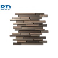 Fashion Cheap Long Strip Glass Mix Stone Mosaic Tile