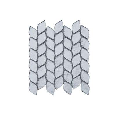 Bathroom Accessories Wall Decoration Foil Backed Silver Leaf Glass Mosaic Sheet