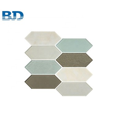 Backsplash Long Hexagon Marble Mosaic Glass Tiles