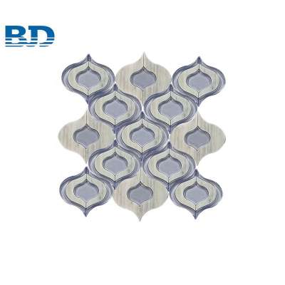 Bathroom Waterjet Lantern Stone Glass Mosaic Tiling